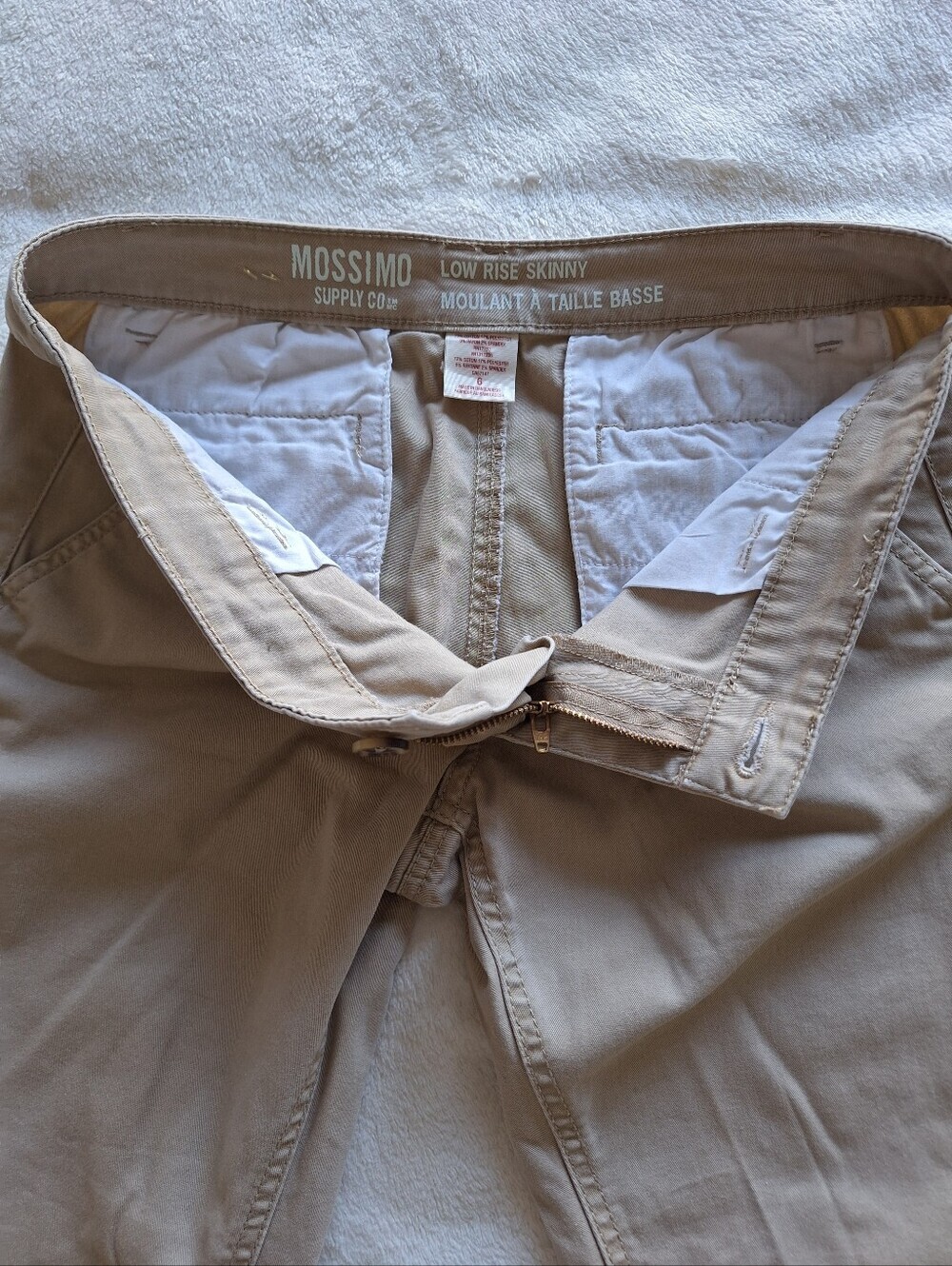 Mossimo Low Rise Skinny Khaki Chino Pants Tan Beige Size 6 - Picture 7 of 10